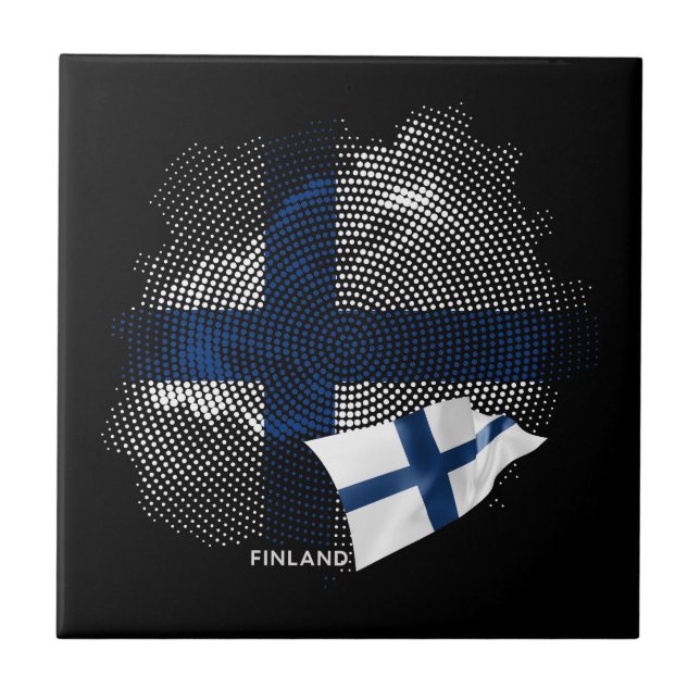 Finlands flagga kakelplatta (Framsidan)