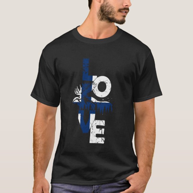 Finlands flagga Kärlek Älg Finland T Shirt (Framsida)