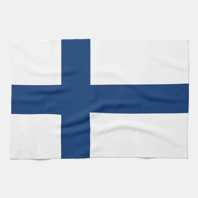 Finlands flagga kökshandduk (Horisontell)