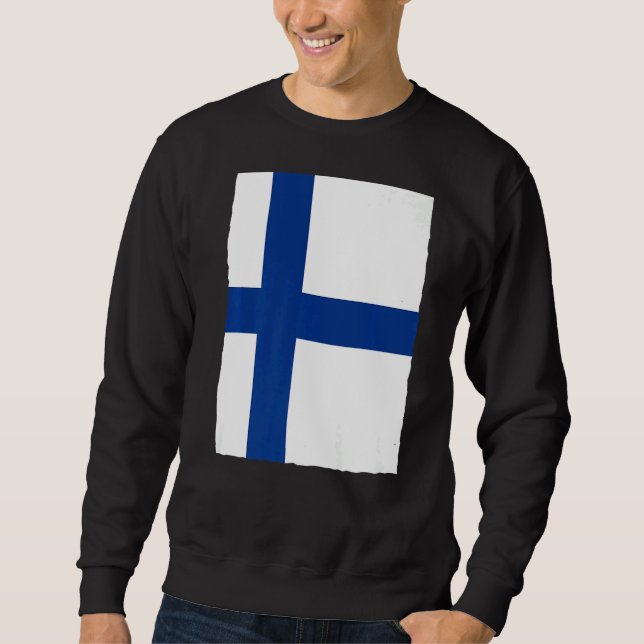 Finlands Flagga Lång Ärmad Tröja (Framsida)