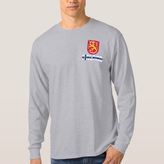 Finlands Flagga och Jacka av Arm Patriotic T Shirt (Framsida)