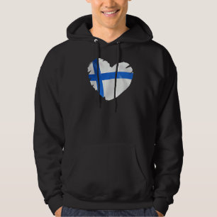 Finlands Flagga om formen på hjärtat i Finland Hoodie