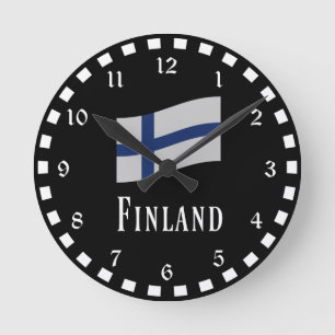 Finlands flagga rund klocka