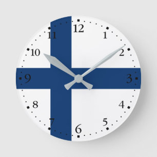 Finlands flagga rund klocka