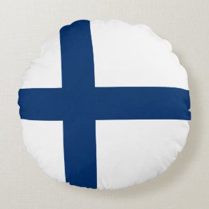Finlands flagga rund kudde
