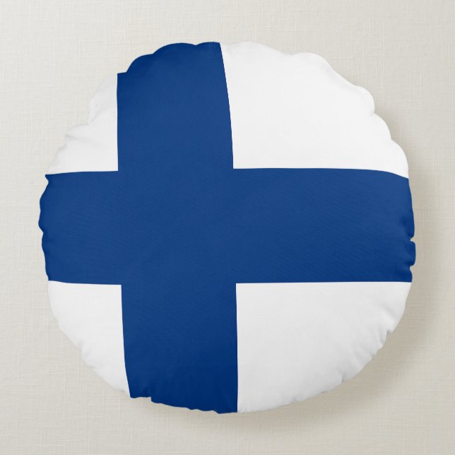 Finlands flagga rund kudde (Framsidan)