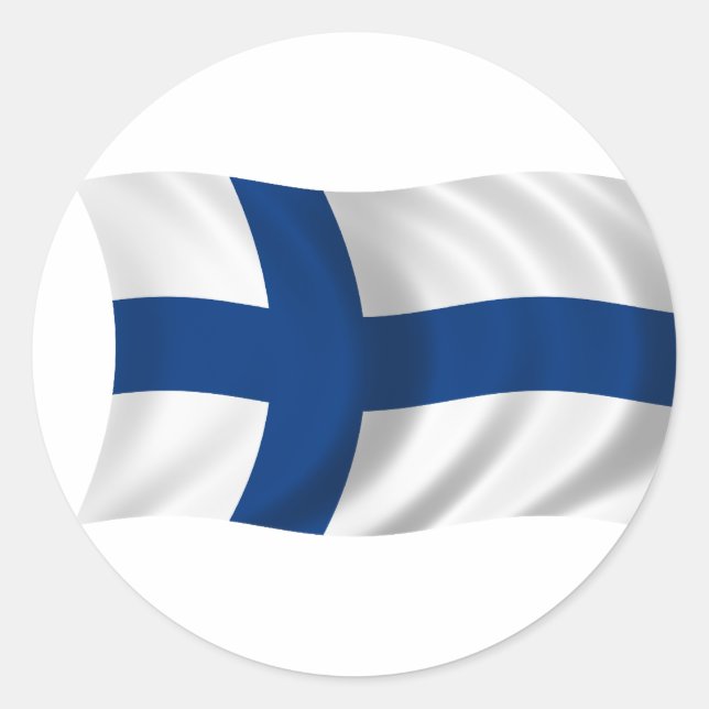 Finlands flagga runt klistermärke (Framsida)