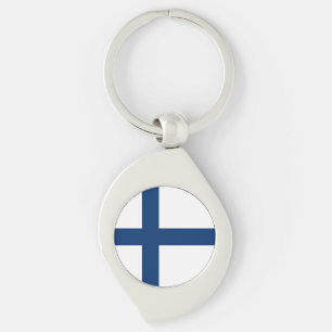 Finlands flagga swirl silverfärgad nyckelring