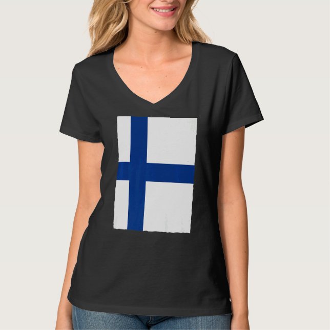 Finlands Flagga T Shirt (Framsida)
