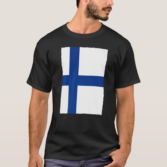 Finlands Flagga T Shirt (Framsida)