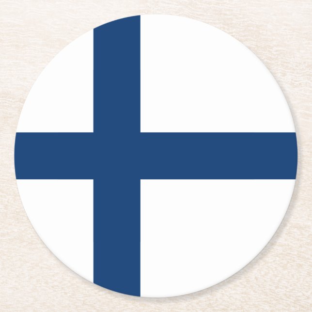 Finlands flagga underlägg papper rund (Framsidan)