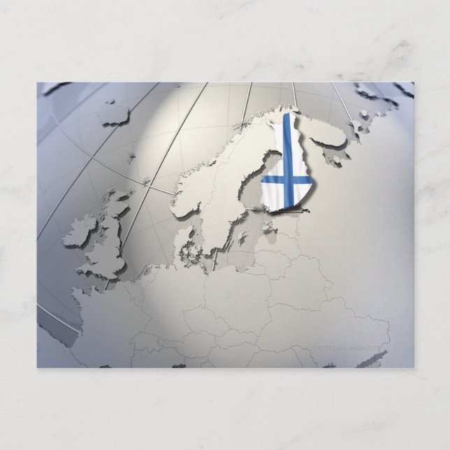 Finlands flagga vykort (Framsida)