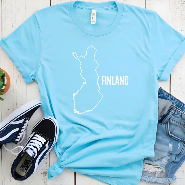Finlands gränslinje Land Karta T Shirt (Skapare uppladdad)