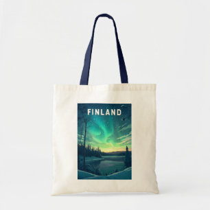 Finlands illustration Travel Art Vintage Tygkasse