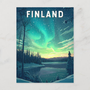 Finlands illustration Travel Art Vintage Vykort