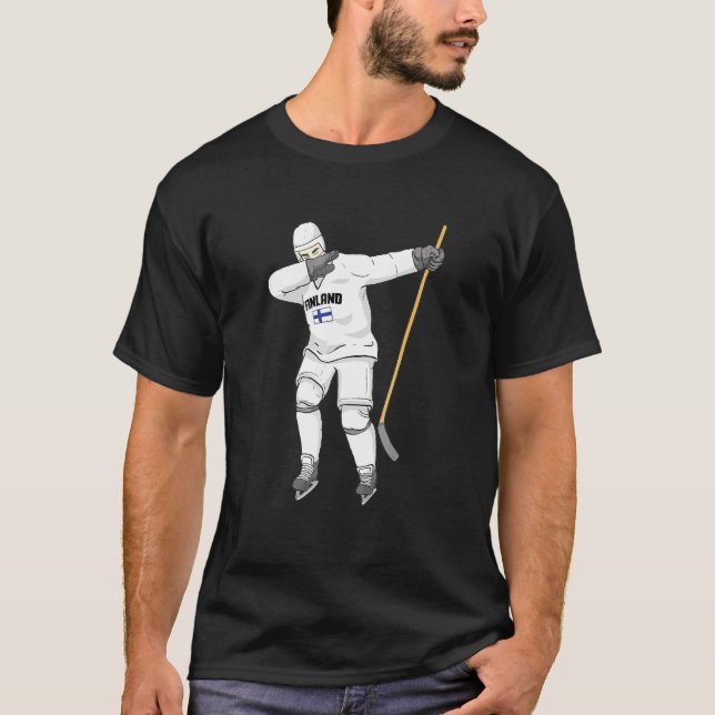 Finlands nationella hockey Team Dabbing Player Flä T Shirt (Framsida)