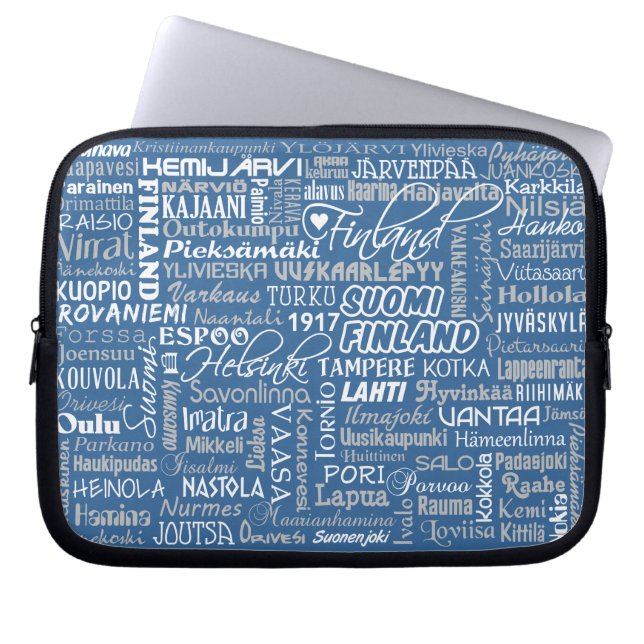 Finlands Städer laptop sleeve (Framsidan)