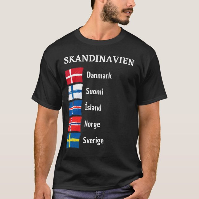 Finlands Sverige Norge Svergie Suomi Island Scandi T Shirt (Framsida)