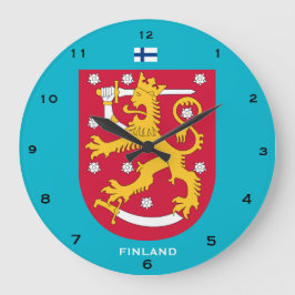 Finlands Vapensköld Anpassningsbar Wall Clock Suom Stor Klocka