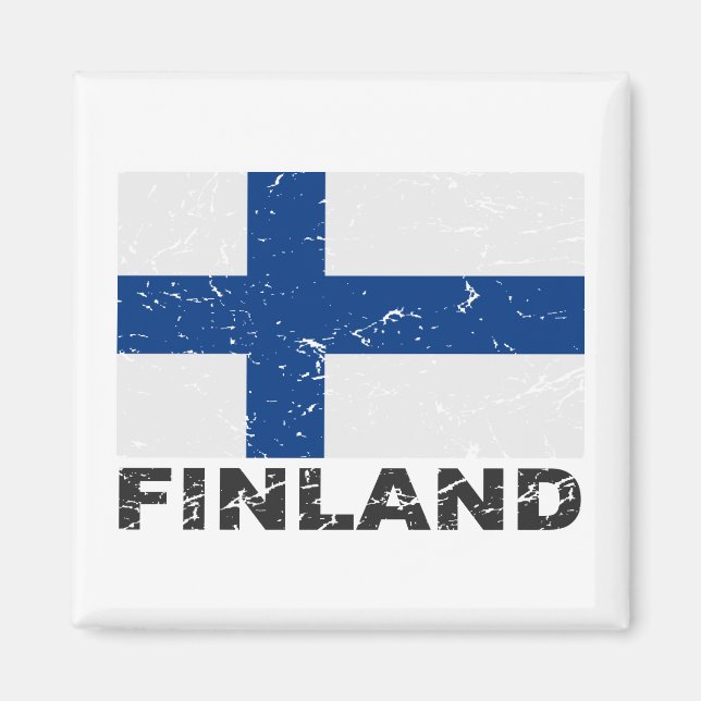 Finlands Vintage Flagga Magnet (Framsidan)