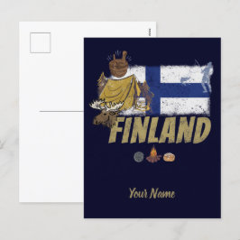 Finlands Vintage Flagga Retro Souvenir Tält Helg Vykort