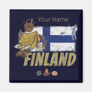 Finlands Vintage Flagga Retro Souvenir Tält Magnet