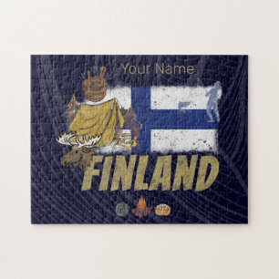 Finlands Vintage Flagga Retro Souvenir Tält Pussel