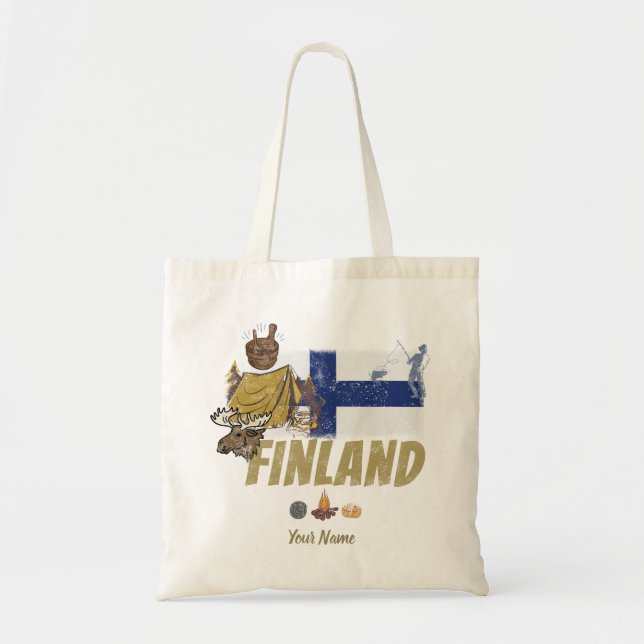 Finlands Vintage Flagga Retro Souvenir Tält Tygkasse (Framsidan)