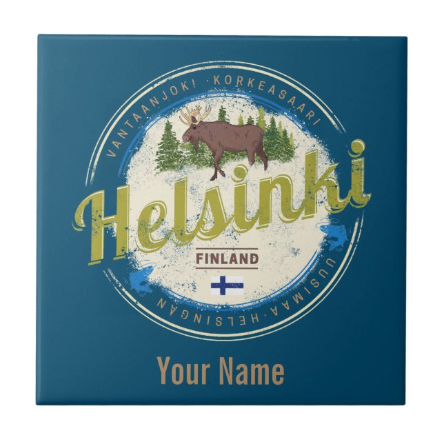 Finlands vintage souvenir, huvudstad i Helsingfors Kakelplatta (Framsidan)