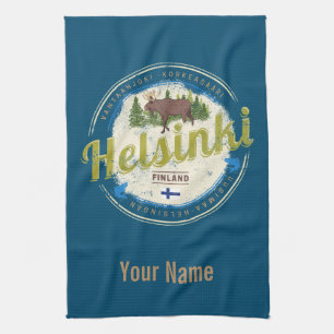 Finlands vintage souvenir, huvudstad i Helsingfors Kökshandduk