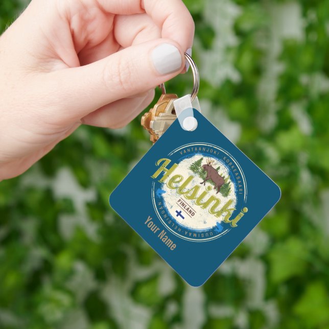 Finlands vintage souvenir, huvudstad i Helsingfors Nyckelring (Hand)