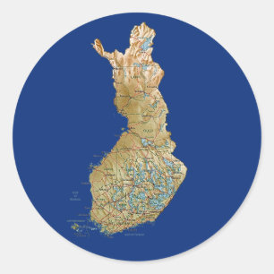 Finlandskarta dekal runt klistermärke