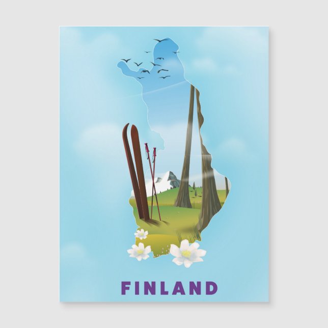 Finlandskarta Illustrerad resaffisch (Framsida)