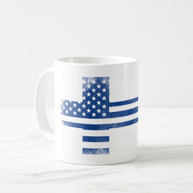 Finlandssvensk amerikanska flaggan   Finland och Kaffemugg (Framsida vänster)