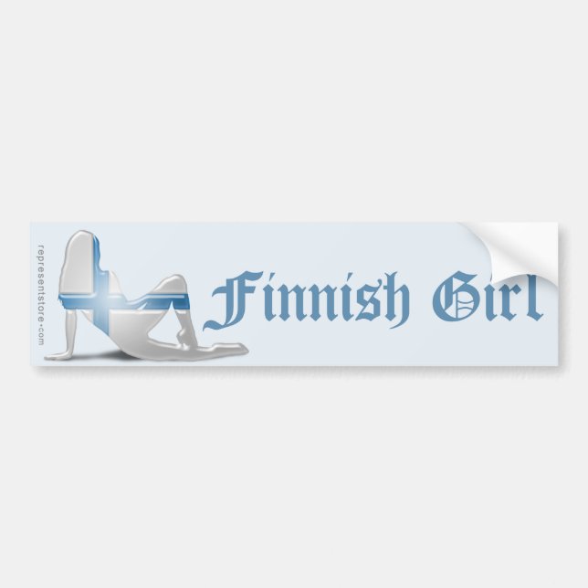 Finlandssvensk flickaSilhouetteflagga Bildekal (Framsidan)
