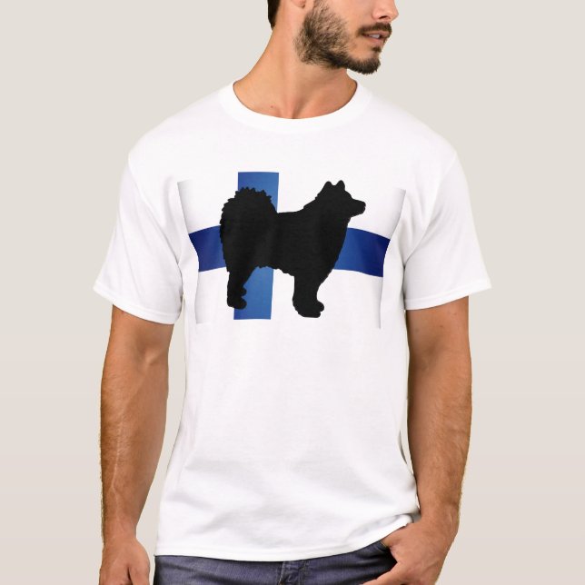 finlandssvensk lapphundsilhouetteflagga t shirt (Framsida)
