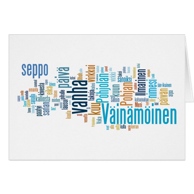 Finlandssvenskt episkt ordmoln hälsningskort (Framsidan Horizontal)