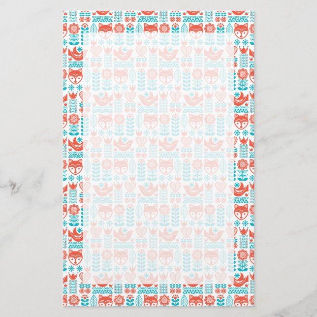 Finlandssvenskt mönster för Folk konst för räv & Brevpapper (Framsida)