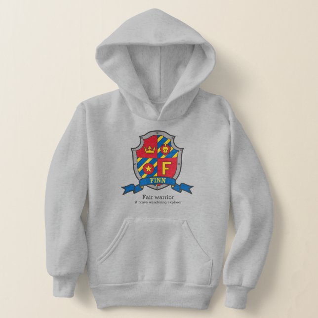 Finn boys F namn betyder heraldry sköld Hoodie T Shirt (Laydown)