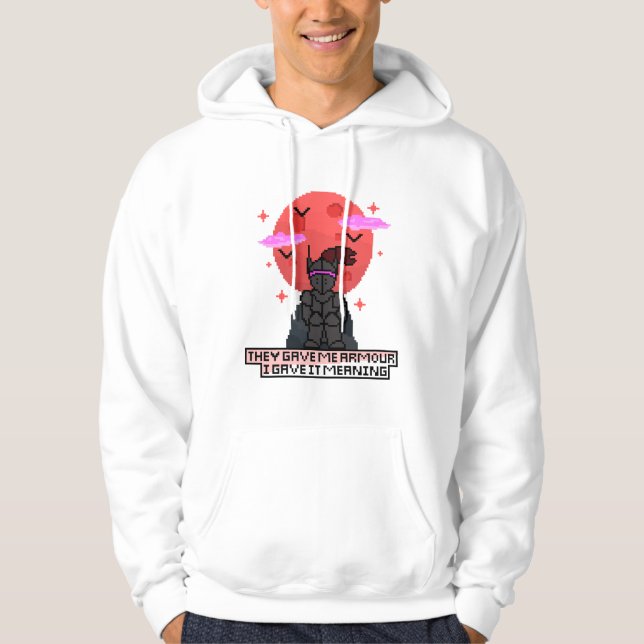 Finn Pixel Knight - Crimson Måne Hoodie (Framsida)