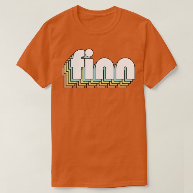 Finn Retro Rainbow Typography Faded Stil T Shirt (Design framsida)