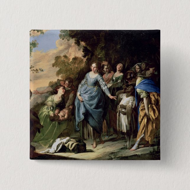 Finna av Moses, c.1650-56 (olja på kanfas) Knapp (Framsida)
