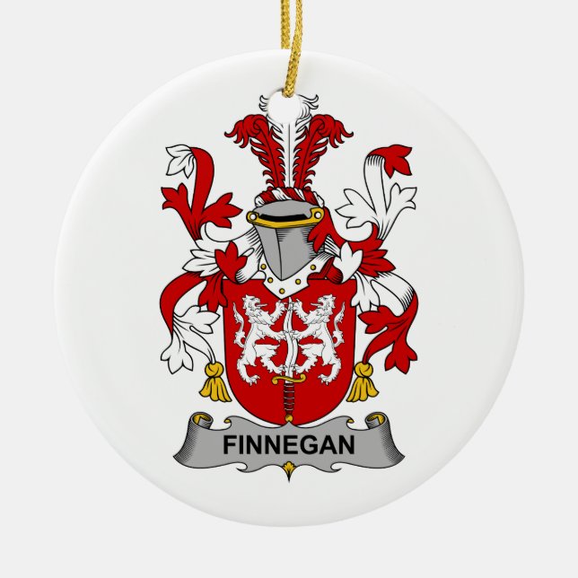 Finnegan familjvapensköld julgransprydnad keramik (Framsidan)