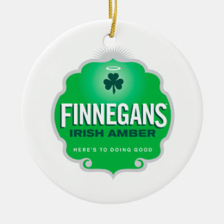 Finnegans irländsk bärnstensfärgad vapensköld julgransprydnad keramik