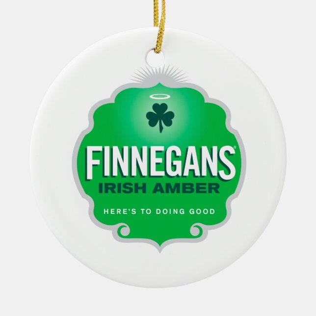 Finnegans irländsk bärnstensfärgad vapensköld julgransprydnad keramik (Framsidan)