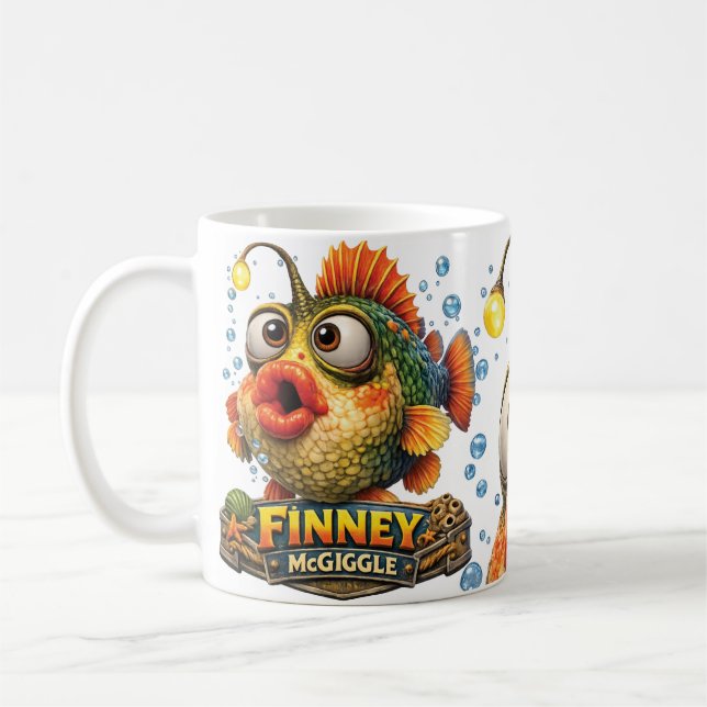 Finney McGiggle Rolig Corky Fisk Kaffemugg (Vänster)