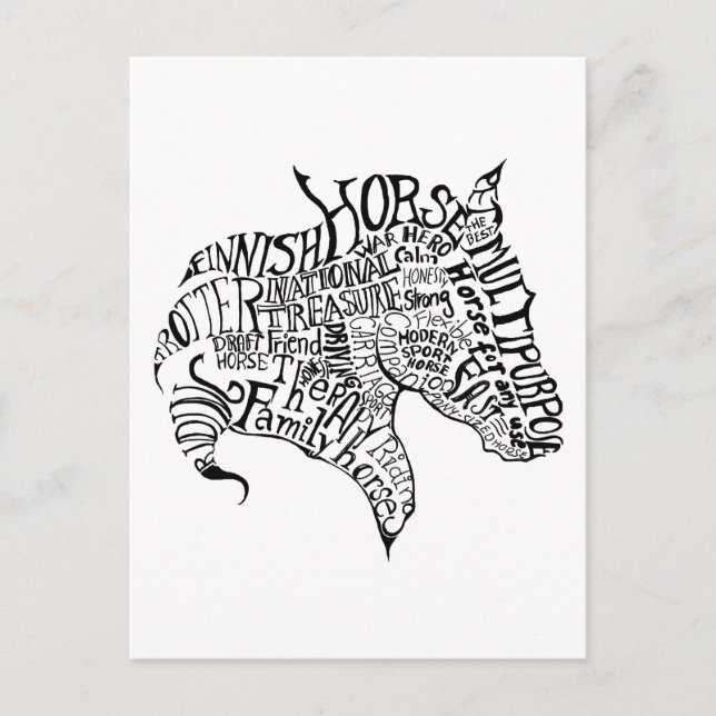 Finnhorse Freehand Typography-vykort Vykort (Framsida)
