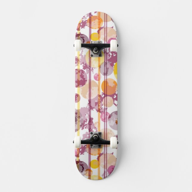 Finnigt randigt vitmönster mini skateboard bräda 18,7 cm (Framsida)