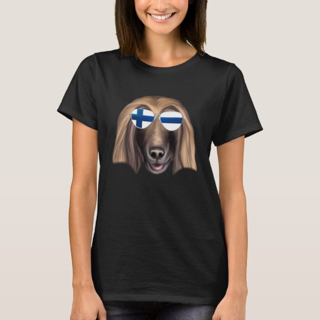 Finnish Flag Afghan Hound Dog Finland Pocket T Shirt (Framsida)