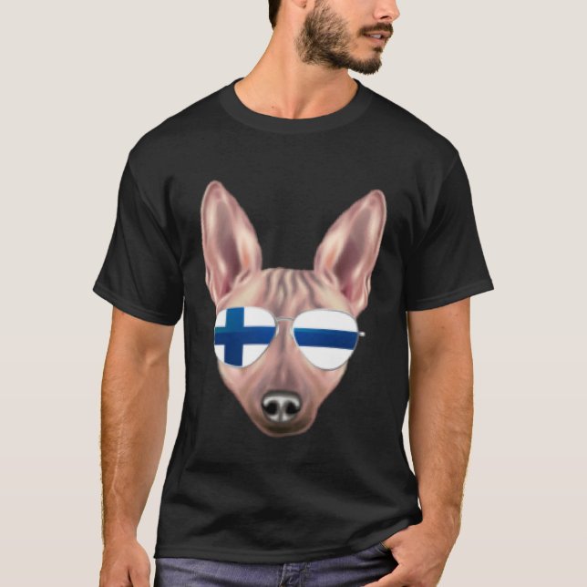 Finnish Flag American Hairless Terrier Dog Finland T Shirt (Framsida)